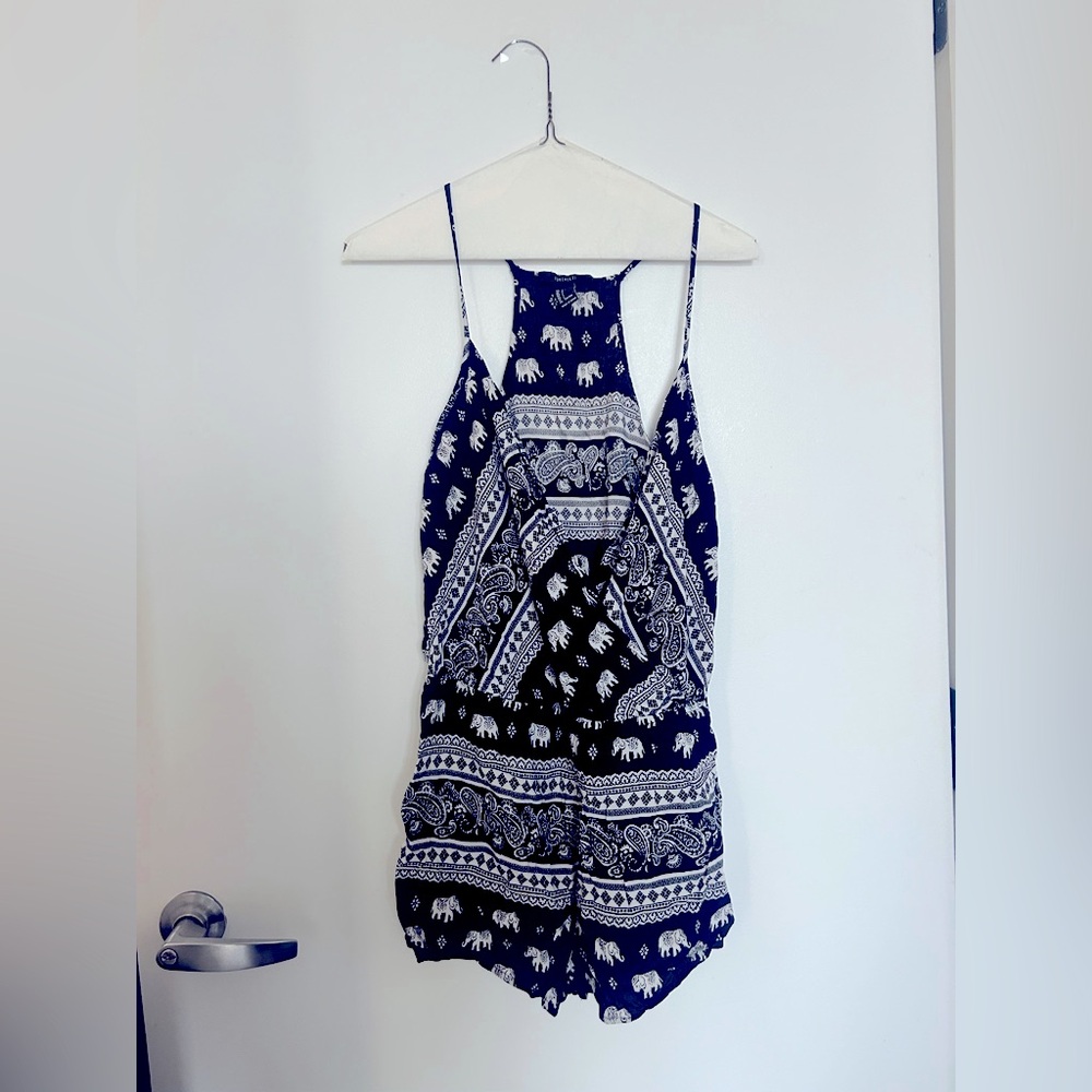 Black and White Elephant Print Romper